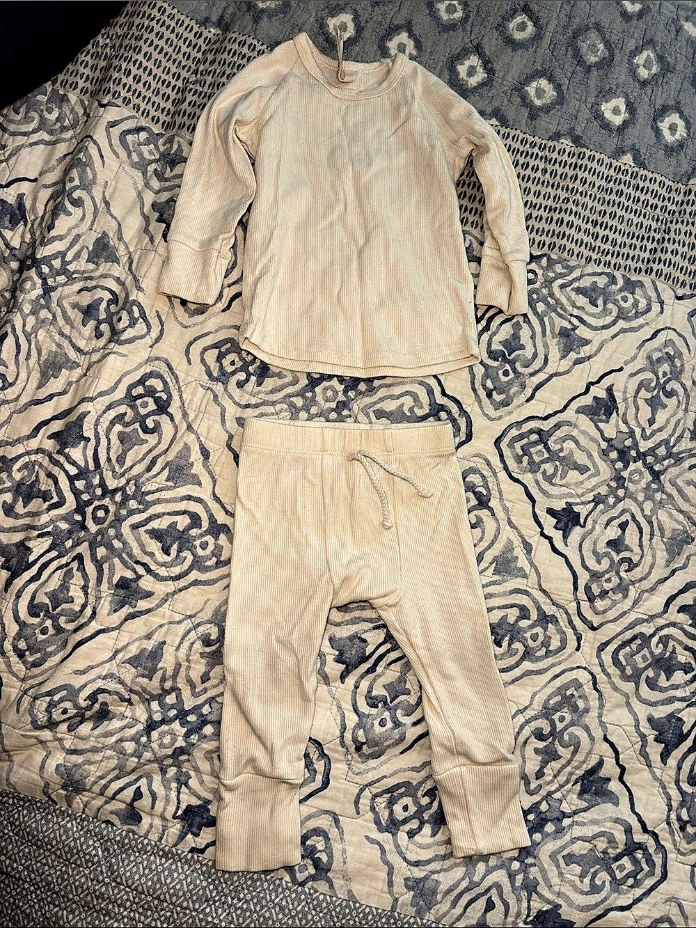 Childhoods Clothing Ribbed Matching Set in Cream